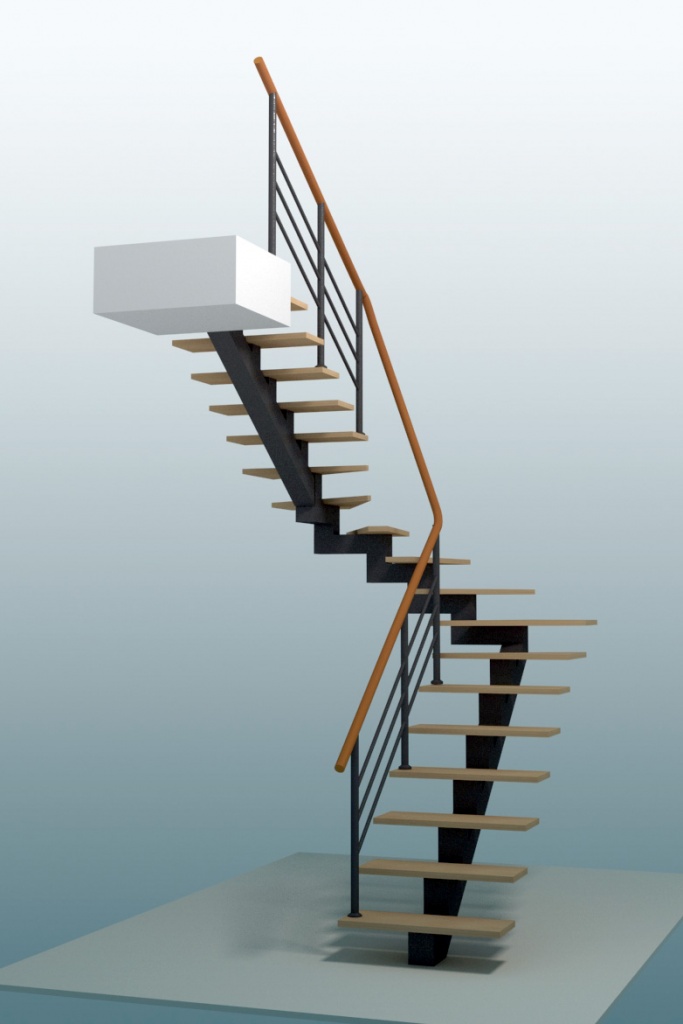 Купить металлическую лестницу с забежными ступенями